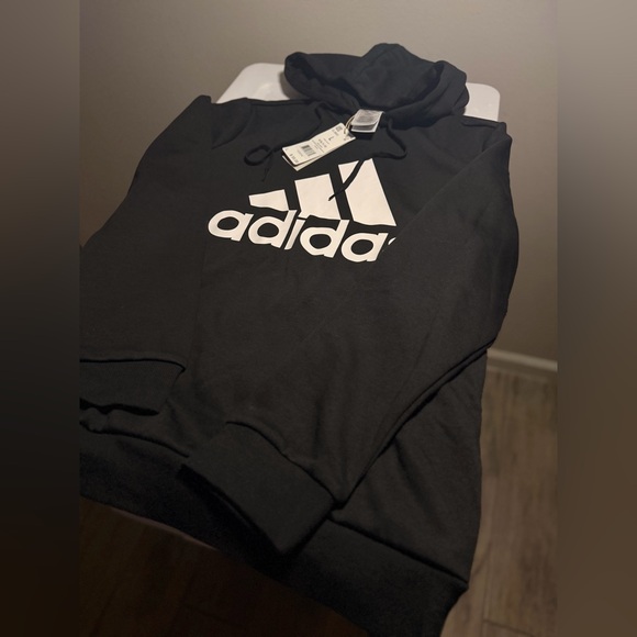 Adidas Men's Black and White Logo Hoodie - Picture 2 of 5